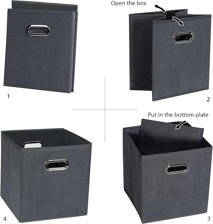 Fabric Cloth Storage Bins,Fabric Cube Organizer with Dual Handles Foldable Cube Storage Baskets for Home Bedroom Storage,Set of 8,(Gray) - Image 6