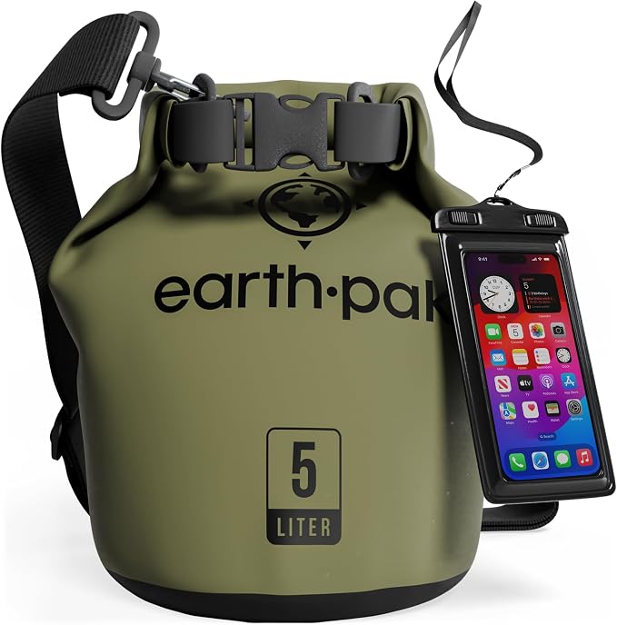 Earth Pak Waterproof Dry Bag - Roll Top Waterproof Backpack Sack Keeps Gear Dry for Kayak with Waterproof Phone Case by earthpak