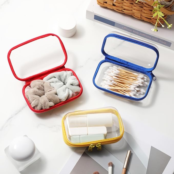 Sanwuta 6 Pcs Clear Hard Zipper Case Plastic Zipper Pouches Transparent Makeup Bag Pencil Case Pouches Toiletry Diaper Bag for Travel Toy Storage Organizer Bins - Image 7