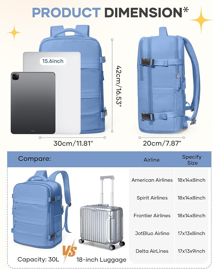 Travel Backpack for Women Airline Approved Carry on Backpack for Airplanes Mochila De Viaje Personal Item Travel Bag Spirit Airlines Personal Item Bag 18x14x8 Backpack for Traveling on Airplane - Image 4