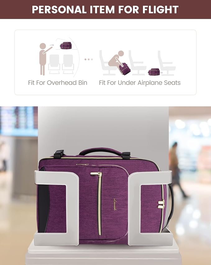 LOVEVOOK 40L Travel Backpack Flight Approved Carry on Backpack,3 Packing Cubes,Waterproof Personal Item Travel Bag,TSA Carry on Luggage Suitcase Travel Essentials,Gifts for Women & Men,fits 17" Laptop - Image 4