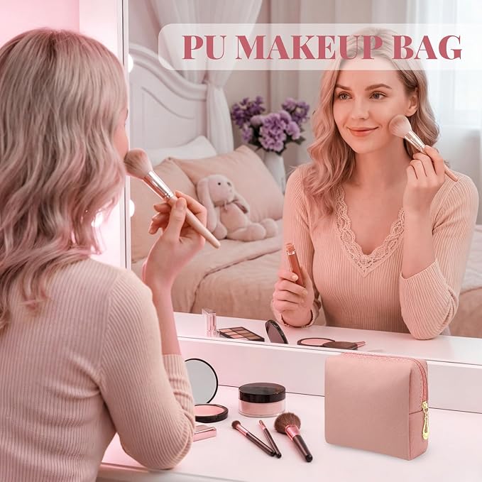 Kigeli Aesthetic Makeup Bags PU Leather Cosmetic Pouches Waterproof Plain Toiletry Bags Makeup Pouches Bulk for Women Party Gift Travel Storage Organizer(Purple Series,5.1 x 2 x 5.1 in) - Image 6