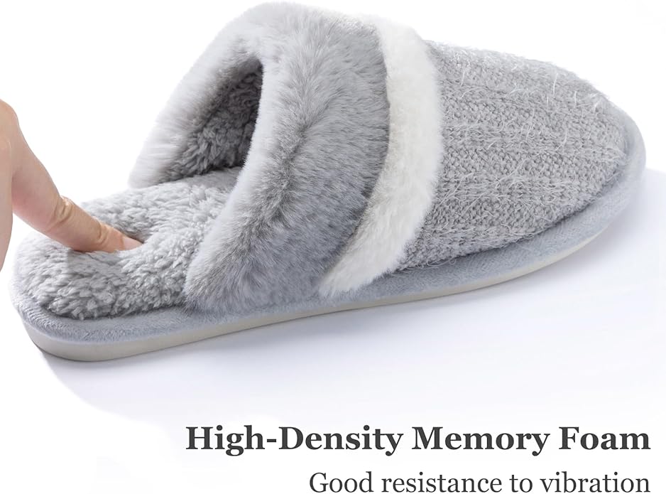 MAXTOP Womens Cozy Memory Foam Slippers Soft Warm Slip On Faux Fur House Slippers,Anti-Skid Rubber Sole,Creative Gifts for Women Mom Girlfriend