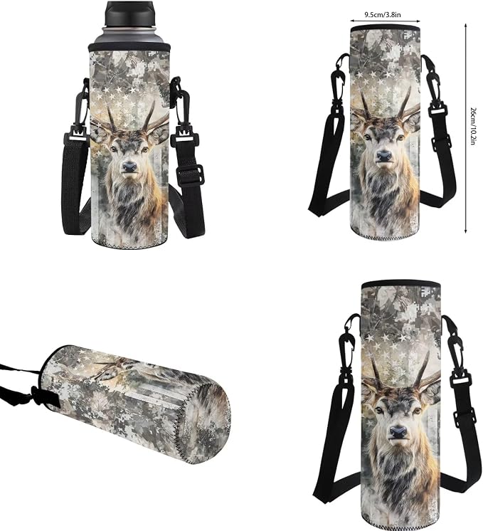GIFTPUZZ Deer American Flag Backpack 17 Inch Set Boys | Camo 4-in-1 Lunch Box Set, Water Bottle Holder, 3rd Grade Elementary School, Ages 8-10 - Image 8