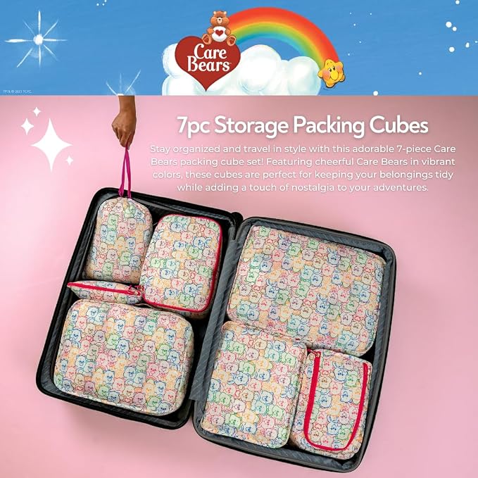 Care Bears Beauty 7 Piece Soft Storage Organization Packing Cubes Travel Set (Officially Licensed Product) By Franco Collectibles - Image 4
