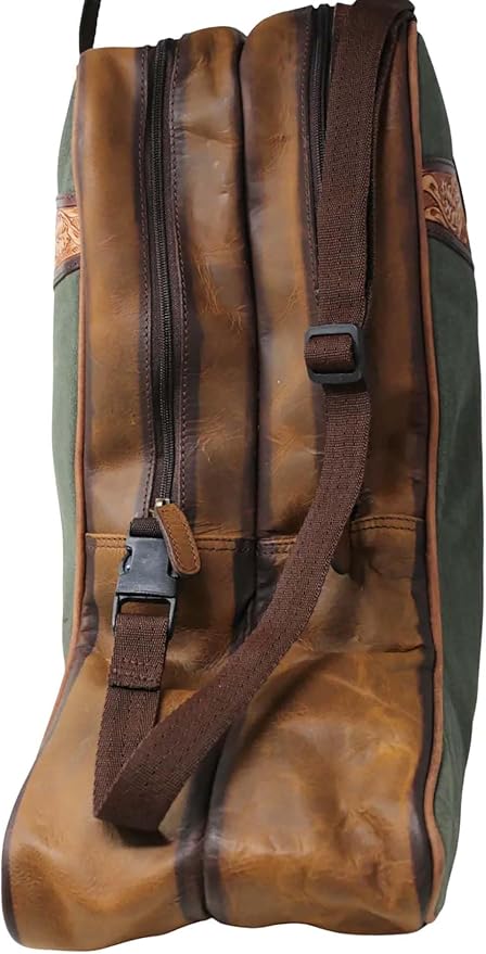 CHALLENGER Western Waxed Canvas Leather Travel Carry Storage Boot Bag Waterproof 30SK02 - Image 4