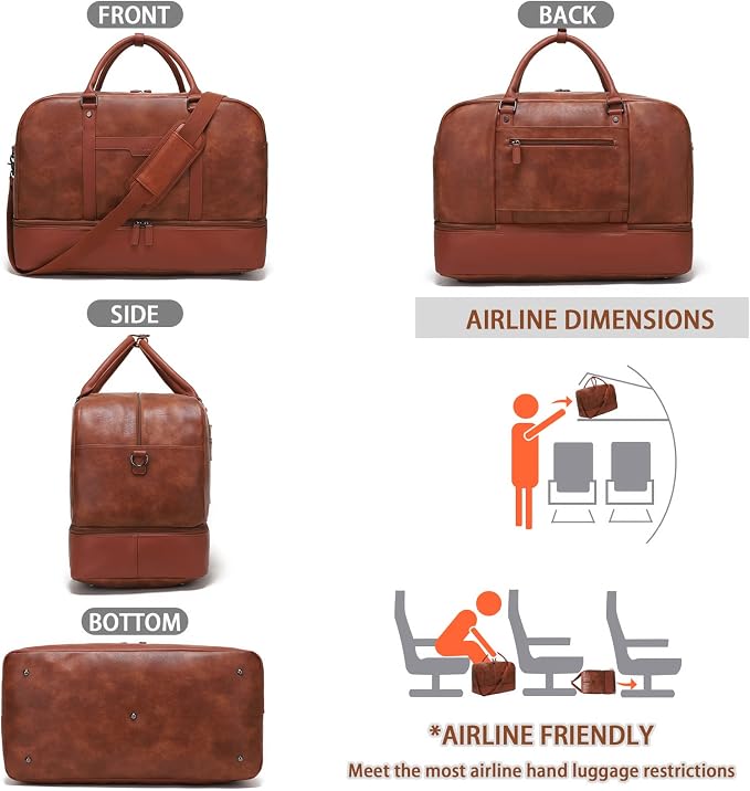 Wogarl Weekender Bag for Women Men Large Overnight Bag Travel Duffel Bag with Shoe Compartment Toiletry Satchel Bag Carry On Bag Fit 21" Laptop - Image 7
