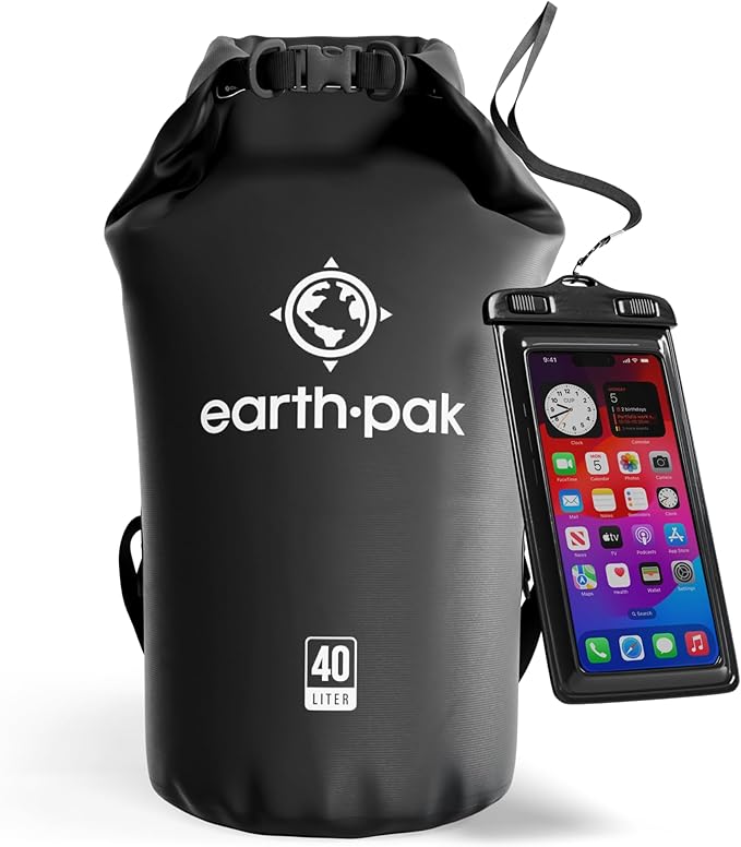 Earth Pak Waterproof Dry Bag - Roll Top Waterproof Backpack Sack Keeps Gear Dry for Kayak with Waterproof Phone Case by earthpak