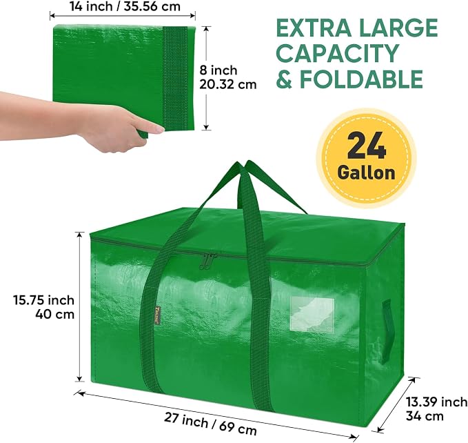 BALEINE 8-Pack Oversized Moving Bags with Reinforced Handles, Heavy-Duty Storage Tote for Clothes, Moving Supplies (Light Green, 8-Pack) - Image 2