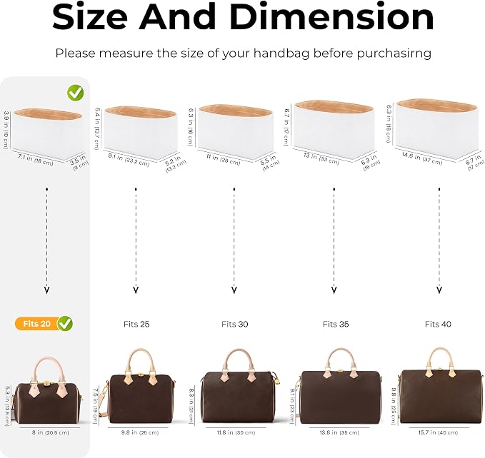 Lightweight Purse Organizer Compatible with LV Speedy 20 | Handcrafted DuPont™ Tyvek®,Handbag Organizer Insert,1:1 Custom Fit,Vanile,Perfect for Commuters, Travelers & Everyday Carry - Image 2