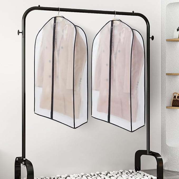 Zilink Breathable Garment Bags for Leather Coat 43” Suit Bags for Closet Storage Silky Suit Dust Covers for Hanging Clothes with 7" Gussted Wrinkle Free for Leather Clothing, Fur Coat, Dress, Set of 2 - Image 6