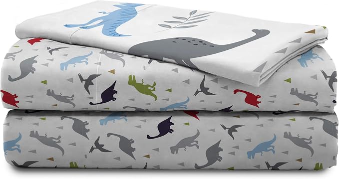 Trend Collector Dinosaur Toddler Comforter Set 4 Piece Bedding, Gray | Bed in a Bag, Comforter Sheets Pillowcase, Official Brand, Soft Microfiber, Machine Washable, Easy Care, Boys Gift - Image 6