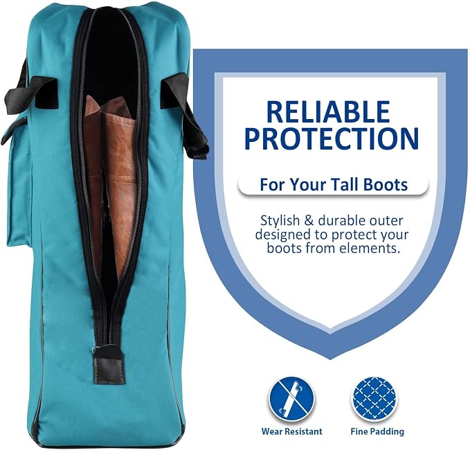 Harrison Howard Tall Boot Carry Bag Protect Rider Boots for Shows Competition Travel Long-lasting Boot Bag Teal - Image 2