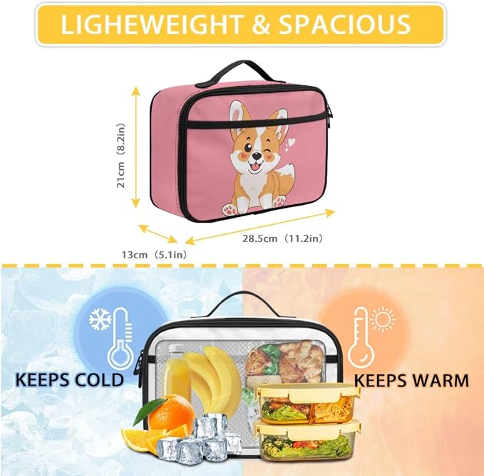Corgi Backpack with Lunchbox for School Cute Book bags for Girls 10-12 Years Old and Lunch Box Animal Lunch Bag + School Bag + Pencil Case for Elementary Secondary School - Image 4
