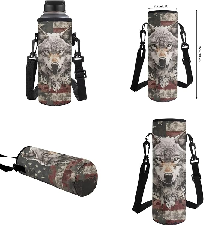 GIFTPUZZ Patriotic Wolf Backpack Set Boys 6-8 | 17 Inch Polyester, Lunch Box, Adjustable Straps, School, Birthday Back to School Gifts for Him - Image 7