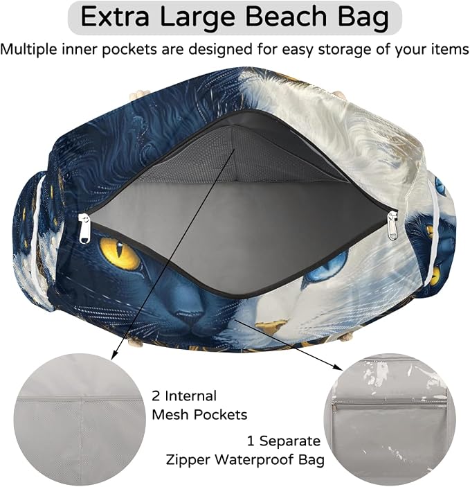 Large Beach Bag with Zipper Beach Bags for Women Water Resistant Swim Pool Bag - Image 6