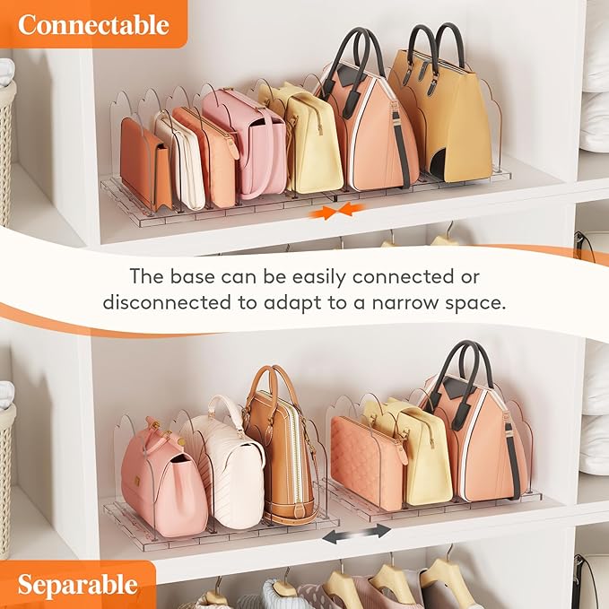 Lifewit Purse Organizer for Closet, Clear Handbags Storage Organizer, Adjustable Clutch Purse Storage Organizer Holder for Closet, 2 Pack Bookshelf Dividers for Sweater in Bedroom 35 x 24 cm/14 × 9.5" - Image 5
