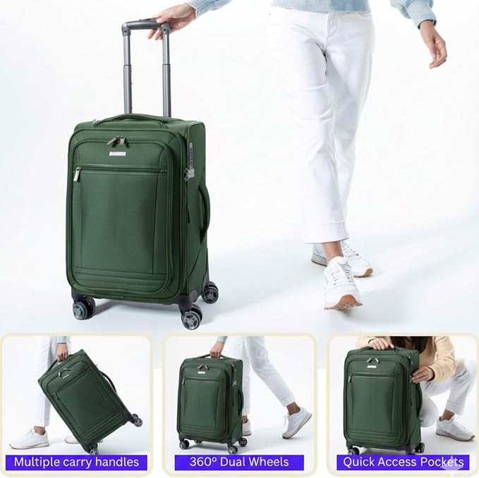 Ricardo Beverly Hills Avalon Softside Carry-On Luggage Made with Sustainable 100% Recycled PET (rPET), Lightweight, Eco-Friendly Travel, Expandable, Dual Spinner Wheels, Juniper Green, 20-inch - Image 6