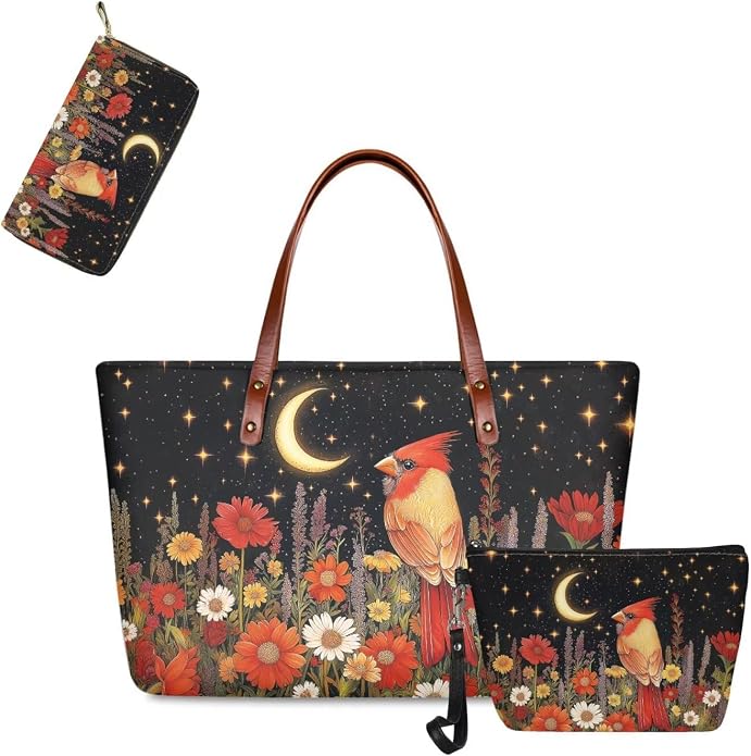 GIFTPUZZ Women Tote Bag Women Wallet Portable Cosmetic Bag for Women Bag Set 3 Pack PU Leather Bags with Zipper - Image 4