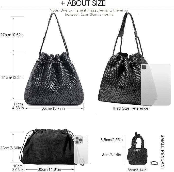 JINMANXUE Woven Purse for Women, Beach Hobo Shoulder Bag, Top-handle Tote Handbag, Shopper Underarm Satchel for Work Travel | Spacious Lightweight - Image 4