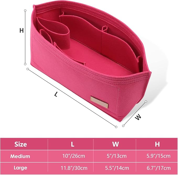 Premium Felt Purse Organizer Insert Compatible with Neverfull GM and More, Felt Bag Organizer Liner with Base Shaper for Tote Handbags,Rose/XL - Image 2