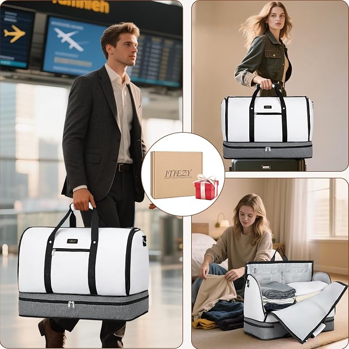 Garment Duffle Bag for Travel - Convertible Carry on Garments Duffel Bags Travel Bag for Women Men Large Weekender Bag with Shoes Compartment 3 in 1 Hanging Clothes Suit Dress Bag 3pcs Set - Image 6