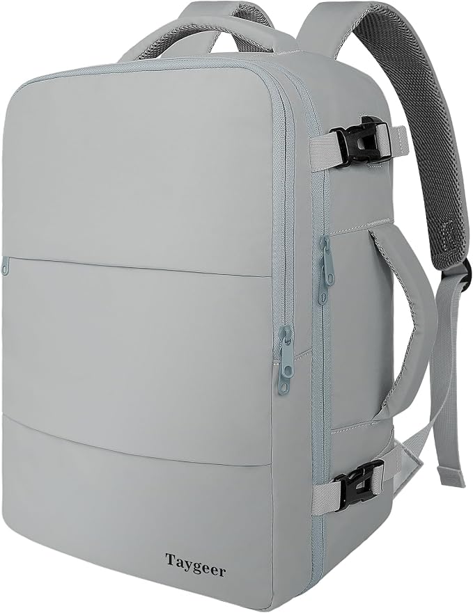 Taygeer Carry On Backpack, Womens Travel Backpack with Water Bottle Pocket | Laptop Mochila 15.6inch Flight Approved with Shoe Pouch, College Teacher Tote Bag for Business Travel Supplies, Grey - Image 4