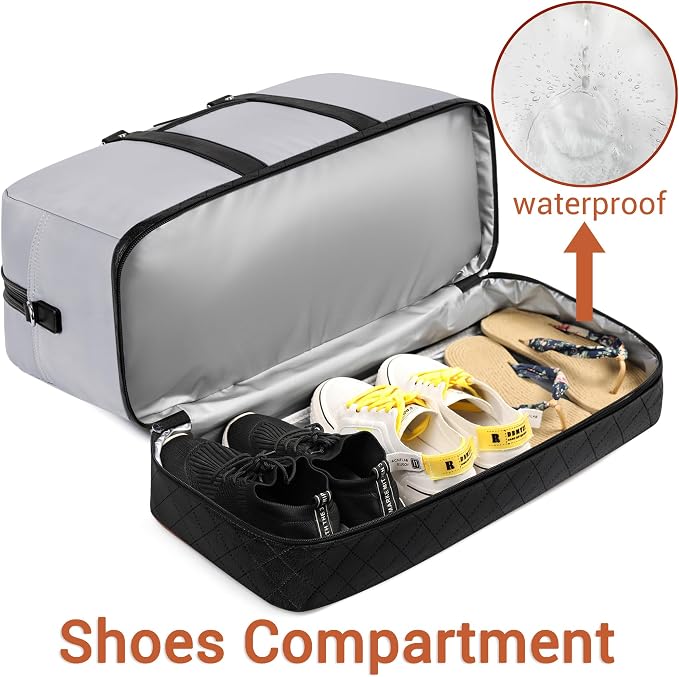 Weekender Bag for Women, Large Overnight Bag Canvas Travel Duffel Bag Carry On Tote with Shoe Compartment 21" 3Pcs Set - Image 2