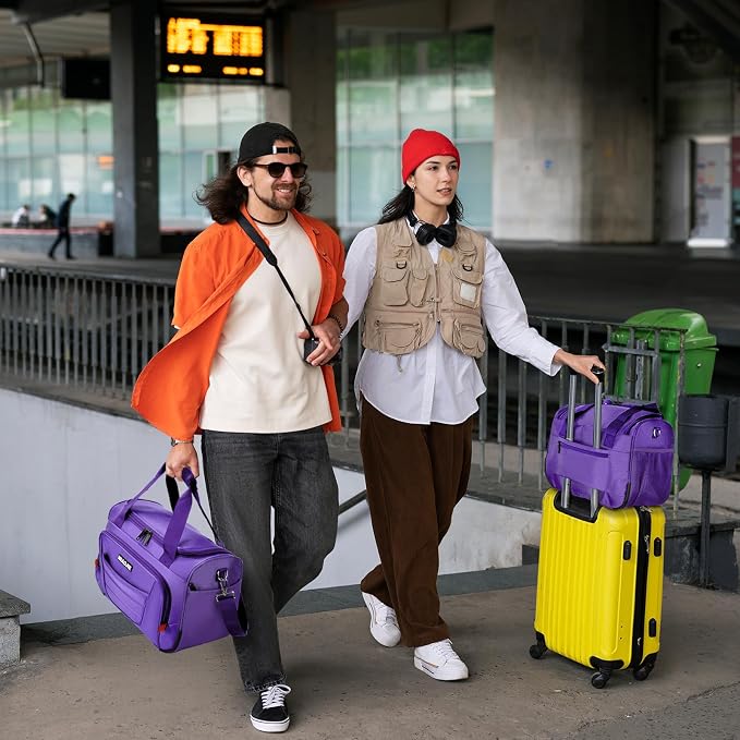 Underseat Carry On luggage Bag Airplanes Personal Item Bags, Gym Bag for Men Weekender Overnight Travel Tote Bag Shoulder Small Softside Carry on Luggage Travel Duffel Bags For Men Women -16 IN Purple - Image 7