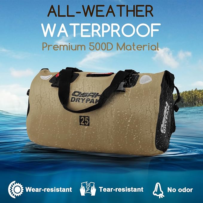 OSAH DRYPAK Waterproof Duffel Bag - Motorcycle Dry Bag Tail Bag with Large Storage Space, Waterproof Luggage Duffle Bags with Outer Mesh Zipper Pocket for Camping, Kayaking, Fishing & Traveling - Image 4