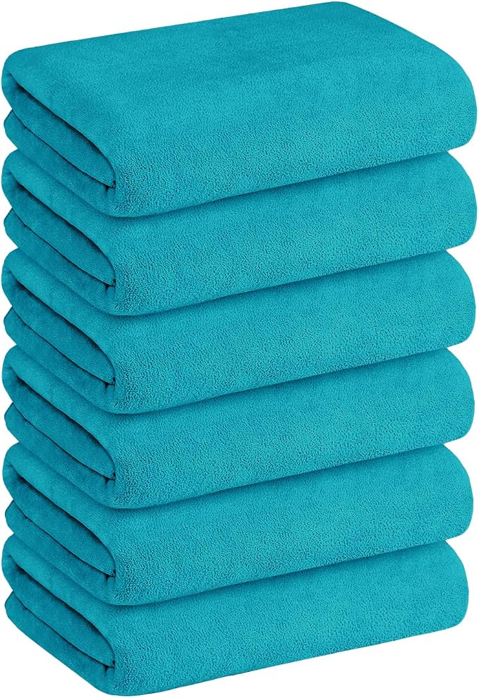 JML Large Microfiber Bath Towels Set of 6, 30" x 60", Oversized, Soft, Super Absortbent, Fast Drying Bathroom Towel for Sauna, Salon, Sport, Fitness, Yoga, Teal - Image 2