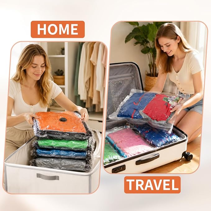 Vacuum Seal Bags for Clothing Travel Space Saver Storage with Pump Electric | Vacuum Storage Bags for Clothes, Luggage, Suitcase, Seasonal Storage Compression Packing Organizer, 9 Combo Travel Size - Image 4