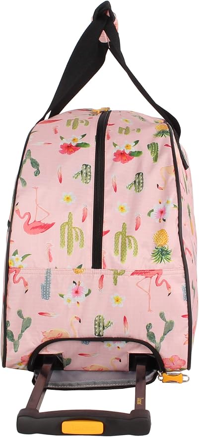 Lucas Designer Carry On Luggage Collection - Lightweight Pattern 22 Inch Duffel Bag- Weekender Overnight Business Travel Suitcase with 2- Rolling Wheels (22in, Flamingo) - Image 3