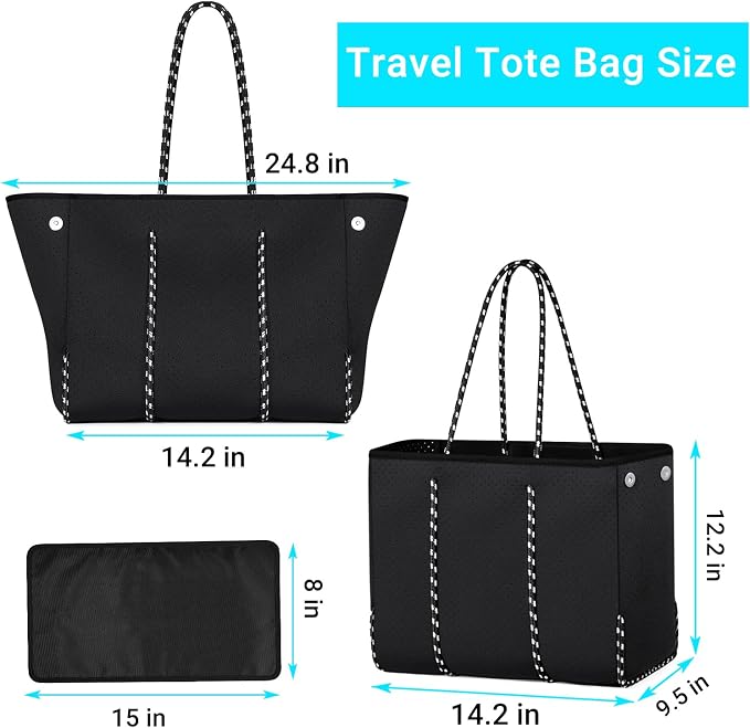 IBFUN Neoprene Bag, Large Multipurpose Beach Bag Neoprene Tote Bag with Inner Pocket for Women/Pool - Image 6