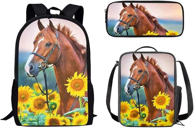 AFPANQZ Kids Backpack 3 Pieces Set Large Capacity School Bags with Heat Insulated Lunch Bags Small Pencil Bags 3 Pack by AFPANQZ