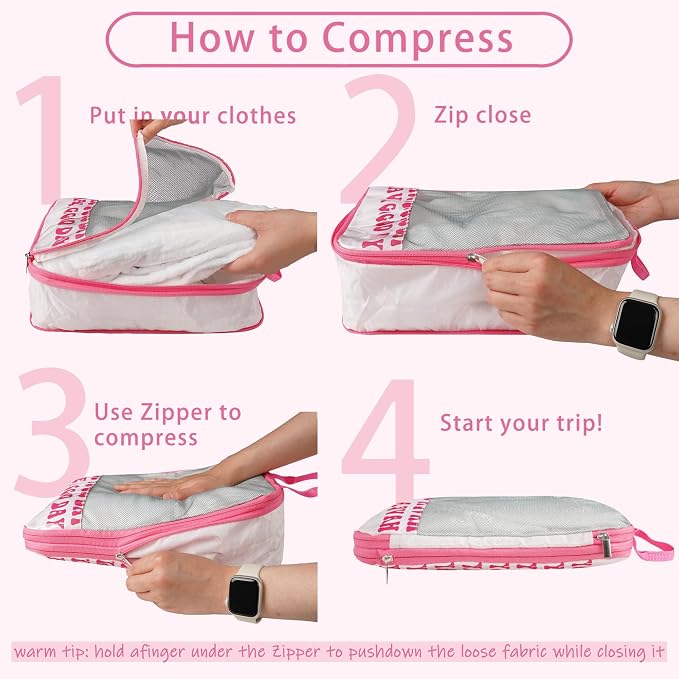 7 Pcs Compression Packing Cubes for Travel Luggage, Lightweight Suitcase Organizer Bags Set, Compression Packaging Cube for Travel Essentials, Packing Cubes for Carry on Suitcase - Image 2