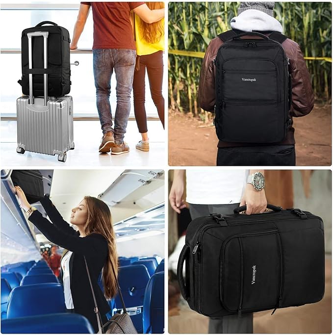 Vancropak Carry On Backpack 40L Expandable Travel Backpack Luggage Suitcase | Flight Approved Extra Large Travel Bag, Business Weekender Daypack for Business Trips, College, Weekend Travel, and Daily Use - Image 6