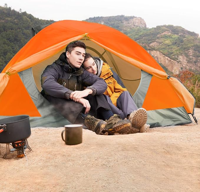 BISINNA 2/4 Person Camping Tent Lightweight Backpacking Tent Waterproof Windproof Two Doors Easy Setup Double Layer Outdoor Tents for Family Camping Hunting Hiking Mountaineering Travel - Image 2