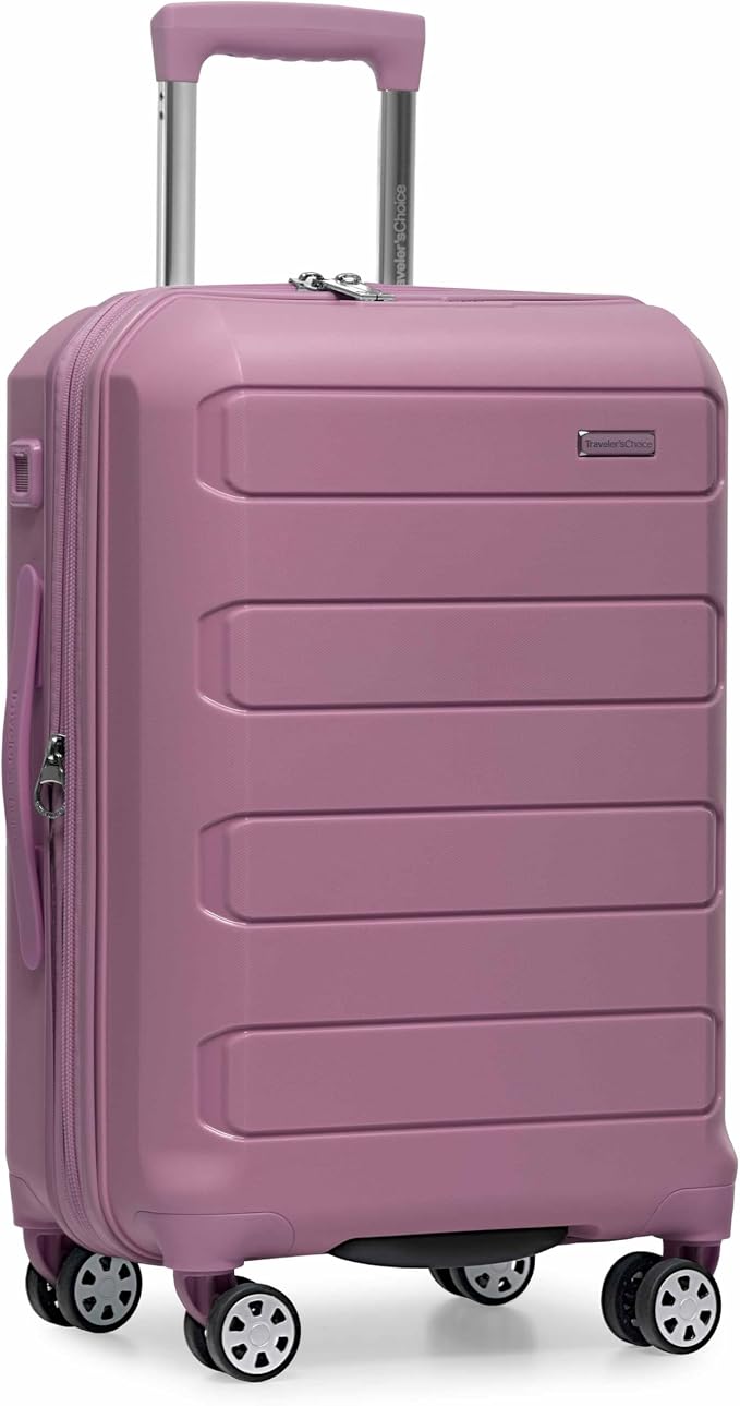 Traveler's Choice Pagosa Hardshell Expandable Luggage with Spinner Wheels, Mauve, 22-Inch Carry-on by TravelersChoice