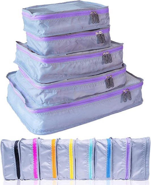 MUMI Packing Cubes for Travel - 5 Set Luggage Organizer Bags, Purple | Travel organizer bags for suitcases, carry on and backpack; holds clothes, kids items and accessories by MUMI