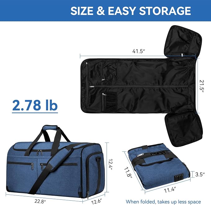 Bukere Garment Duffle Bags for Travel, Convertible Carry on Bag with Shoe Compartment, 3 in 1 Travel Suit Bag with Backpack Shoulder Strap for Men Women - Image 5