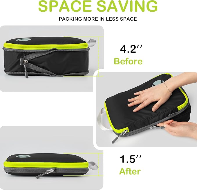 Cipway Compression Packing Cubes, Ultralight Luggage Organizer Bags with Laundry Bags and Clear Toiletries Bag, Travel Essentials for Carry on Suitcase (6 Piece,Black) - Image 3