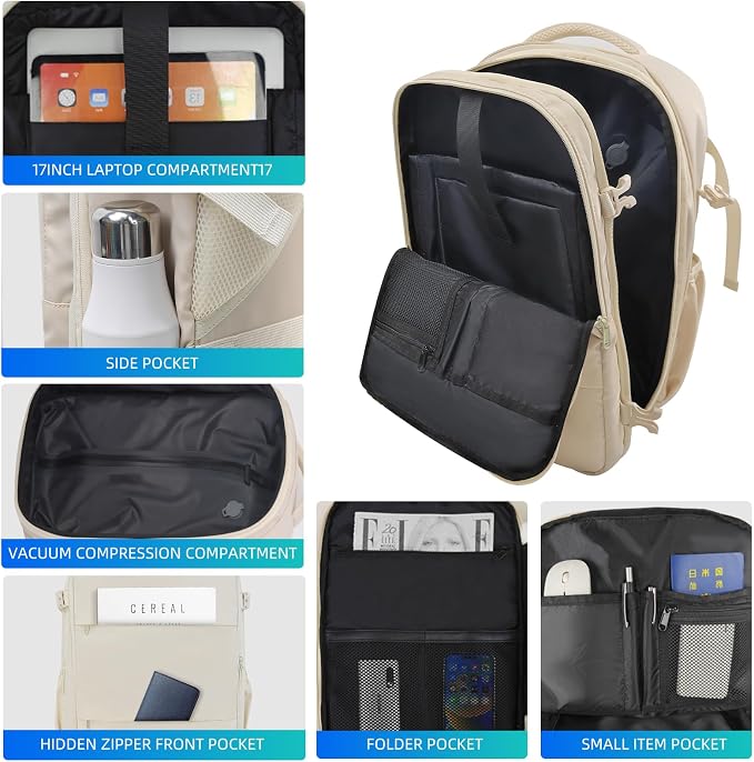 Vacuum Backpack 60L with Pump, Waterproof for 17" Laptop, White - Image 3