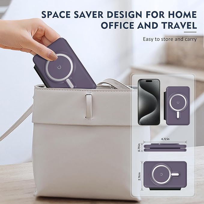 Wireless Charger iPhone - 3 in 1 Charging Station for Apple Devices for iPhone 17 16 15 14 13 12 Pro Max Plus - Foldable Magnetic Charging Pad for Apple Watch Series & Airpods Series