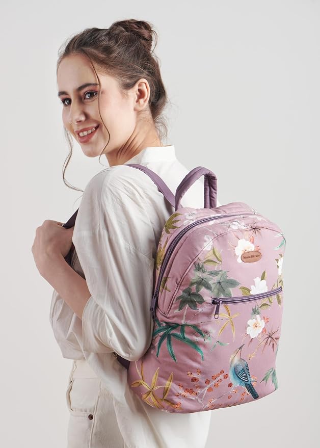 Maison d' Hermine Backpack for Women Men Cotton Shoulder Multipurpose Rucksack with Small Pouch Lightweight Multi Pocket Bag for Travel Work Beach Perfect for Spring Summer (Hokuzai - Violet) - Image 7