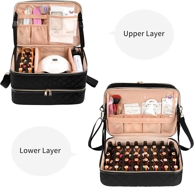 Ethereal Nail Polish Organizer Case Holds 50+ Bottles (15ml/0.5 fl.oz) Nail Lamp, Gel Polish Travel Case Bag for Nail Suppiles, Gift for Manicurist, Girls - Image 2