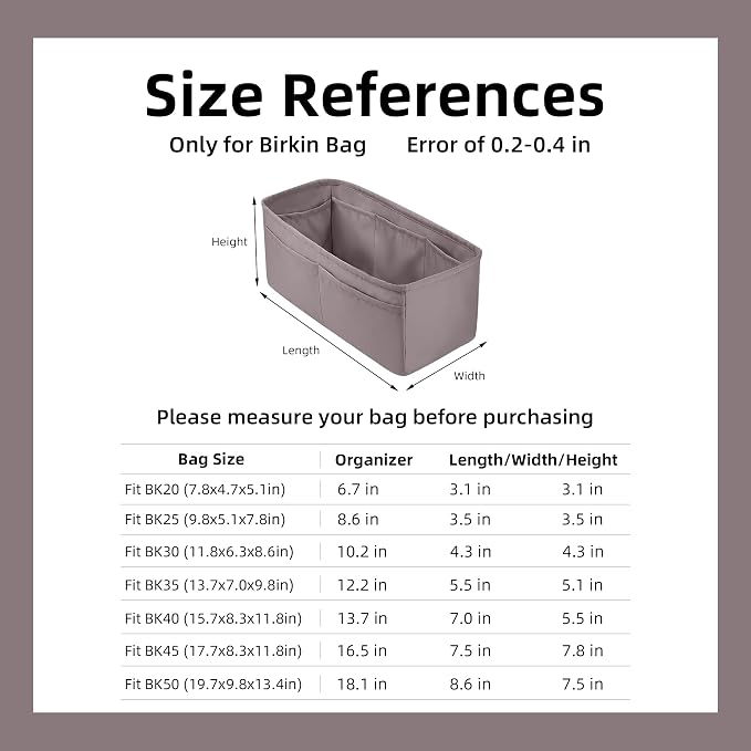 DGAZ Silk Purse Organizer Insert for Birkin Bag(Konjac purple,BK45) | Soft and Lightweight,Perfect Fit,Multi-pocket Storage,Bag Protector,Luxury Bag Care,Handmade,for Smooth Bag Organizer - Image 2