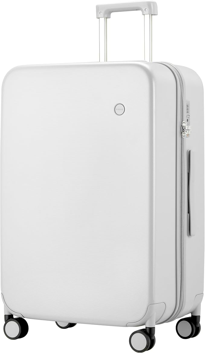 mixi Upgrade Luggage Suitcases with Spinner Wheels, Large Hardside Rolling Suitcase PC with TSA Lock Travel Case 26in Checked in, Fine Grid Smoke White by MIXI