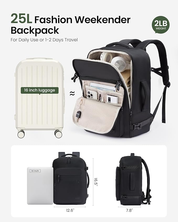 LOVEVOOK Travel Backpack for Women Men, Carry on Backpack for Traveling, Waterproof Hiking Backpack Outdoor Sports Rucksack, Casual Daypack Travel Weekender Essentials - Image 3