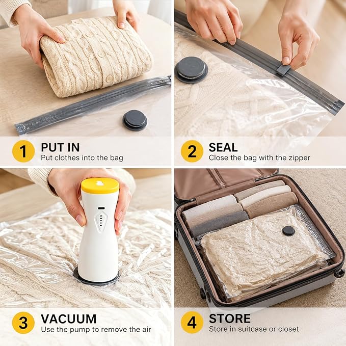 16 Pack Vacuum Bags for Travel with pump Vacuum Storage bags for clothing - Image 6